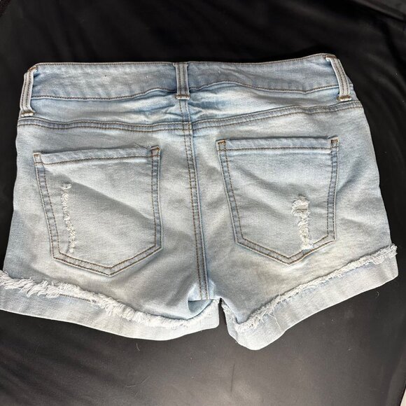 Celebrity Pink Distressed Light Blue Cutoff Cuffed Shorts Women’s - Picture 7 of 12